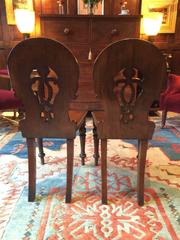 Antique Pair of Hall Chairs 19th Century Solid Mahogany Victorian