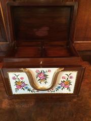 Antique Style French Writing Slope Walnut Desk Floral
