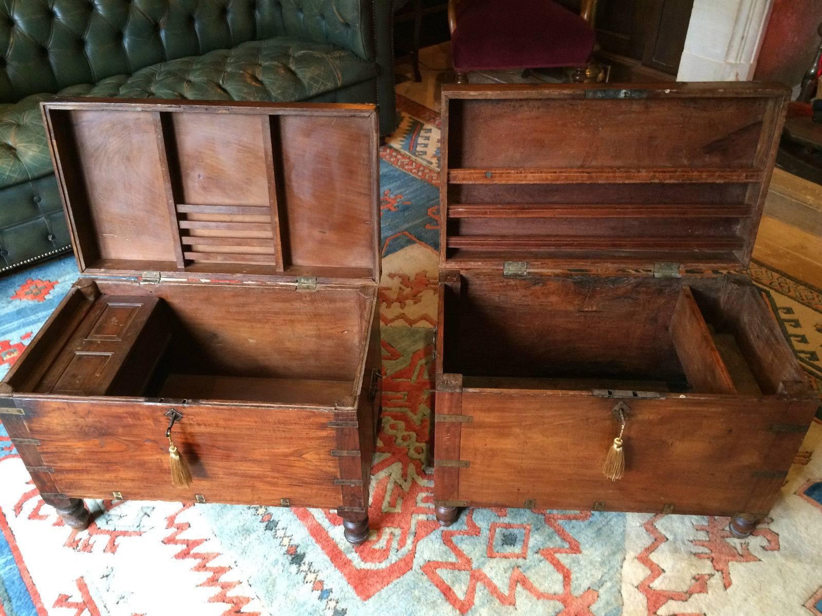 Pair of Antique Campaign Chest Trunk Mahogany George III 19th Century 1