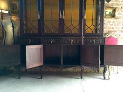 Antique Style Display Cabinet Breakfront Bookcase Spanish Style Carved