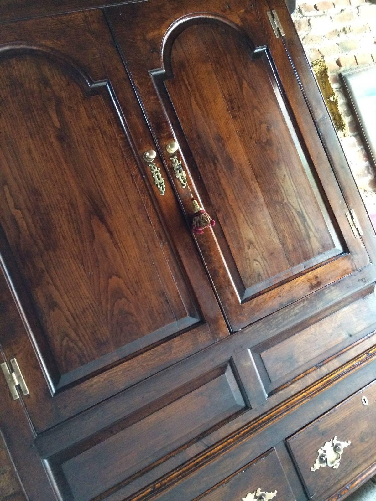 Antique Wardrobe Armoire Cupboard Solid Oak 18th Century George III 1