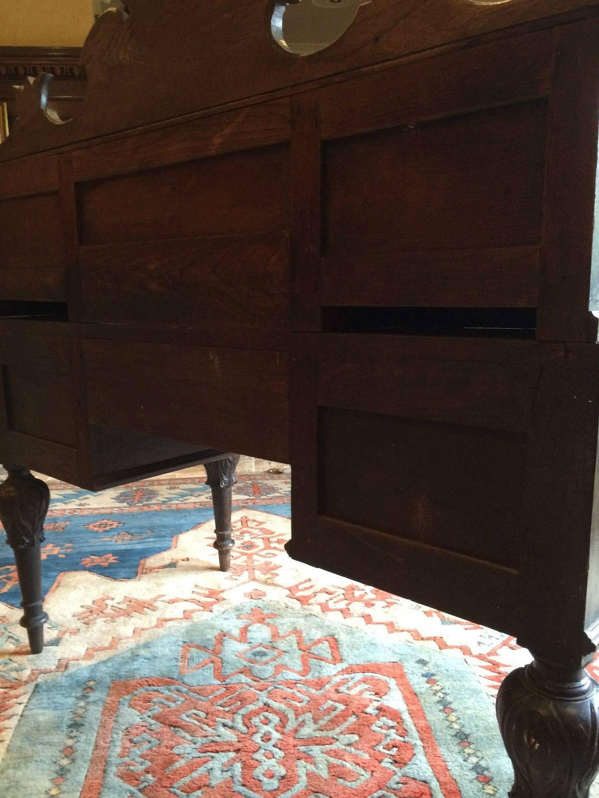 Antique Desk Solid Oak Green Man Heavily Carved Victorian, 19th Century In Good Condition In Longdon, Tewkesbury