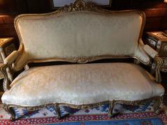 French Antique Style Louis XV Sofa Three-Seat Settee and Two Chairs Suite
