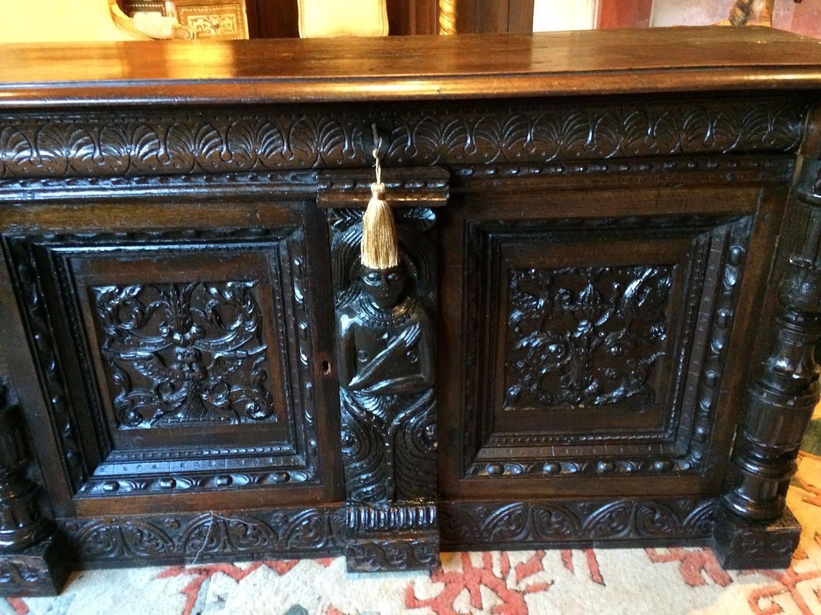 18th Century Antique Hall Bathroom Cupboard Jacobean Style 18/19th Century Heavily Carved