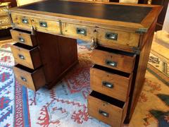 Antique Campaign Desk Twin Pedestal Pine 1st World War Early 20th Century Tall