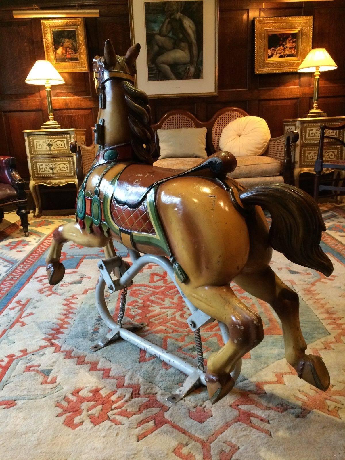 French Fairground Horse Rocking Horse Antique, Early 20th Century In Good Condition In Longdon, Tewkesbury
