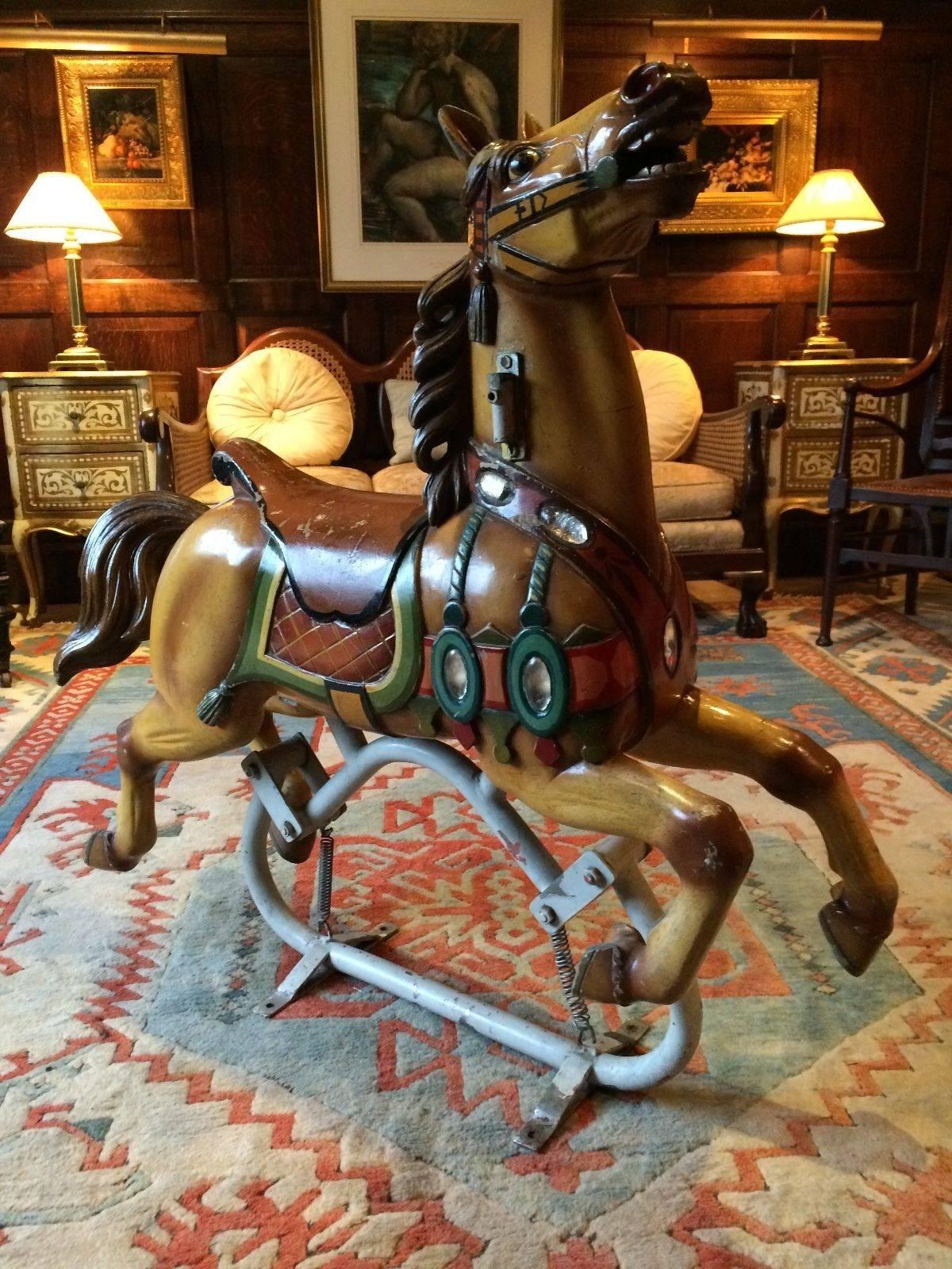 French Fairground Horse Rocking Horse Antique, Early 20th Century 1
