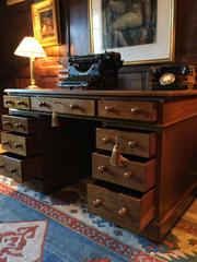 Antique Desk Twin Pedestal Edwards & Roberts Oak, Victorian, 19th Century