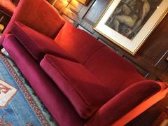 Antique Sofa Settee Knoll Style Victorian 19th Century Red Velvet