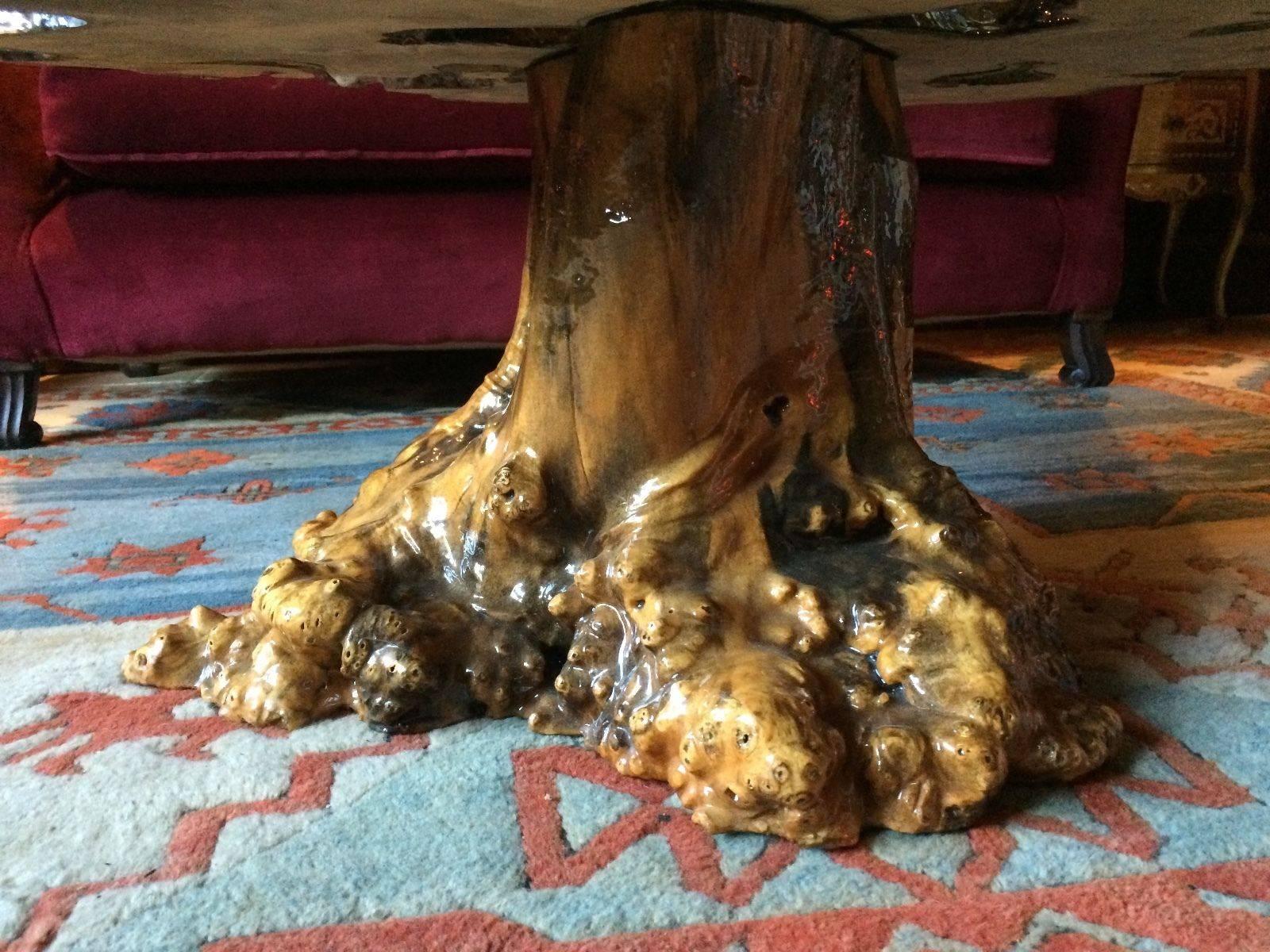 reclaimed wood stump table