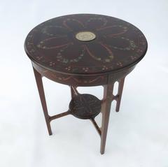 Antique Circular Side Occasional Table Edwardian Mahogany Wedgwood