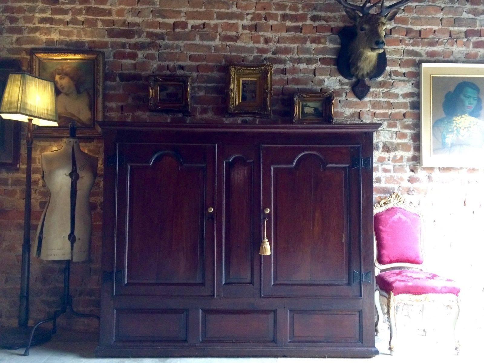 Antique Wardrobe Livery Cupboard Solid Oak 18th Century George III 1