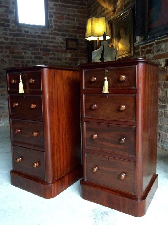 Antique Pair of Victorian Mahogany Bedside Tables, 19th Century