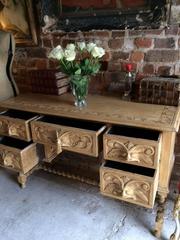 Antique Desk Gothic Green Man Oak French Painted Victorian, 19th Century