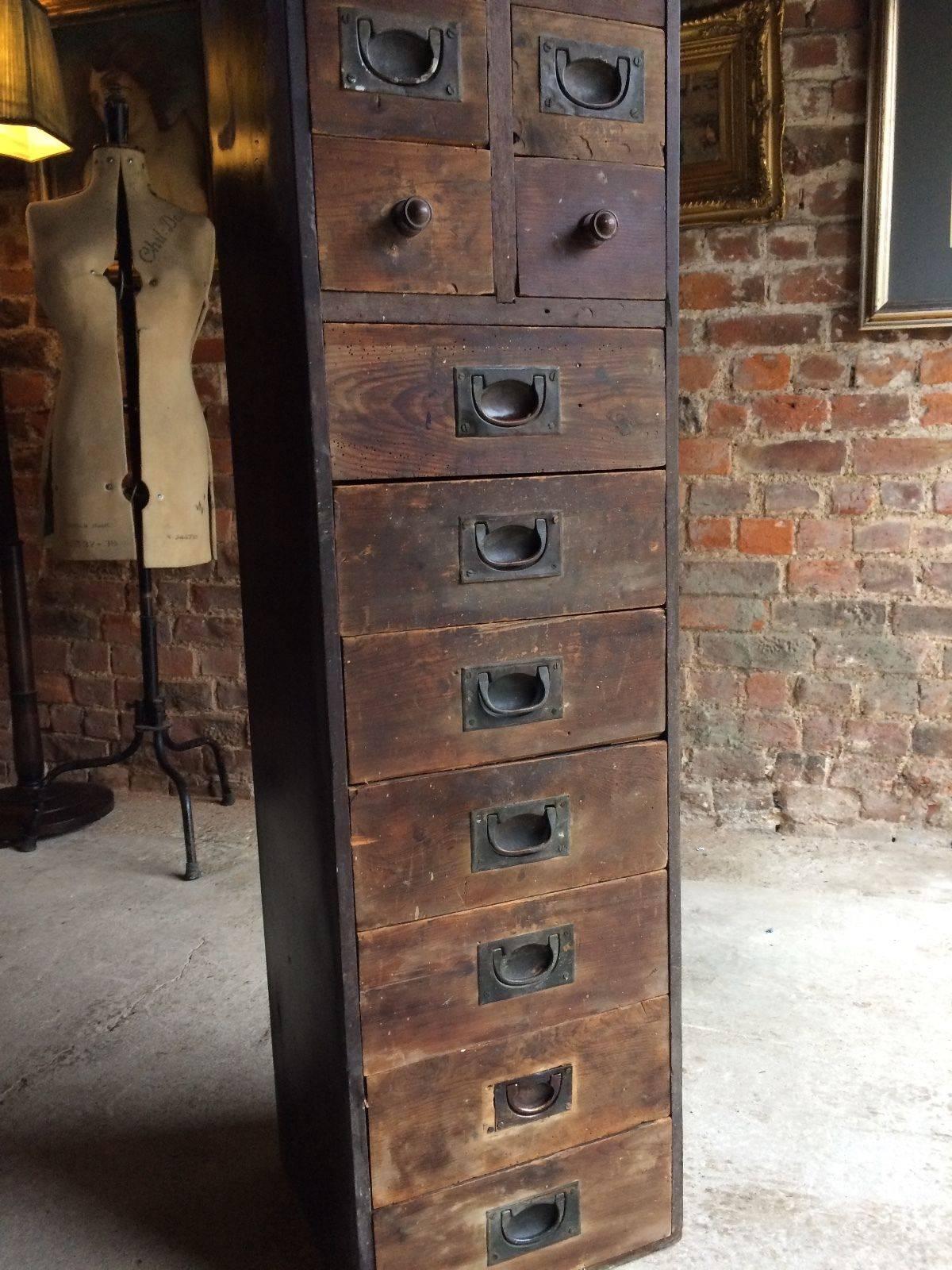 Mid-Century Storage Drawers Cabinet Vintage Industrial Distressed In Good Condition In Longdon, Tewkesbury