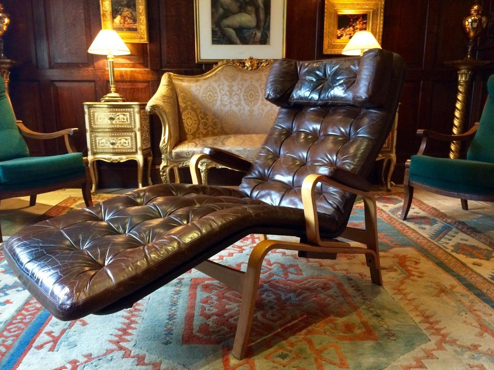 Sam Larsson Fenix Chair DUX Mid-Century Chaise Longue Leather, 1970s In Excellent Condition In Longdon, Tewkesbury