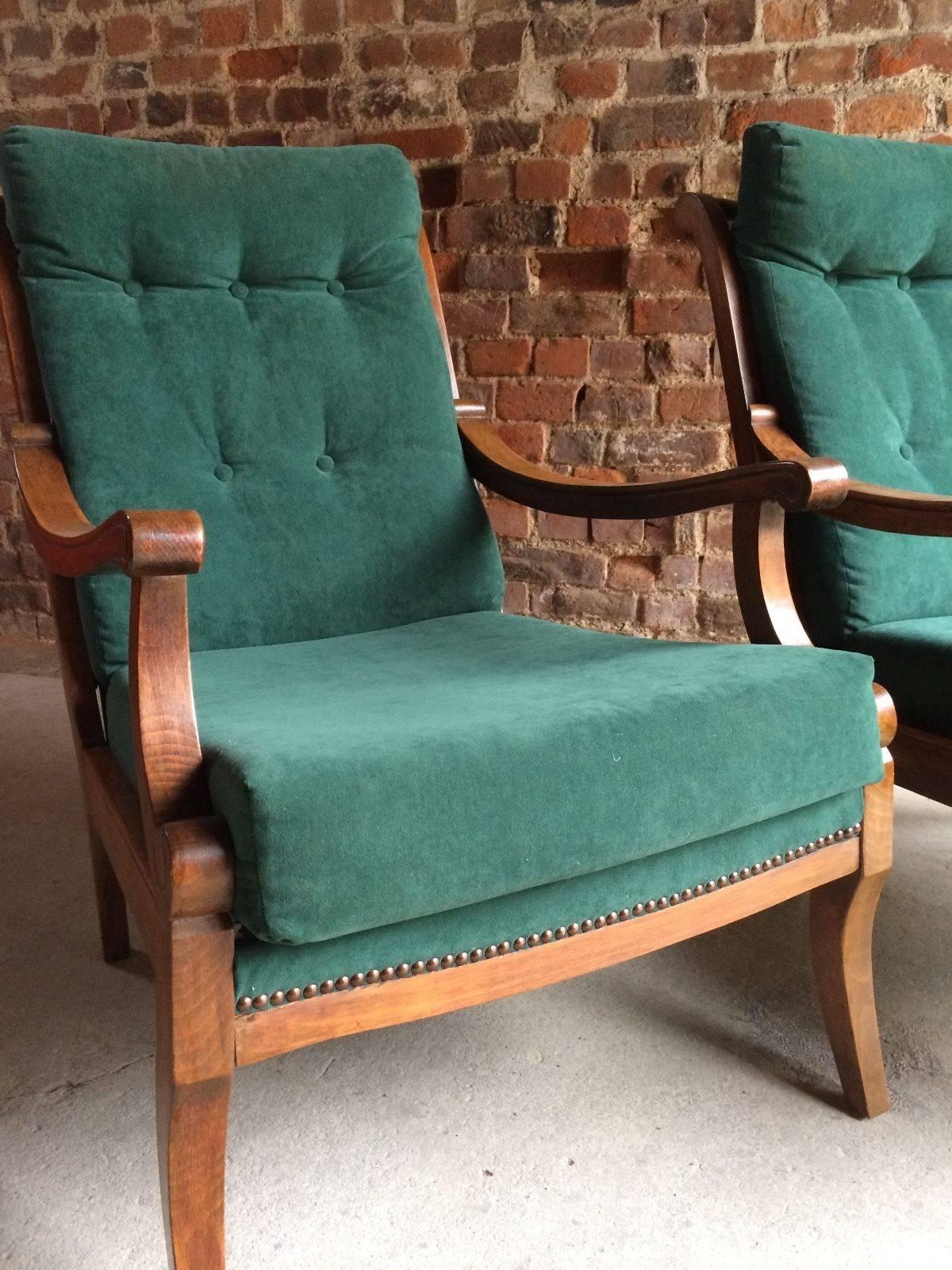 Antique Armchairs Pair Victorian Beech, 19th Century, Continental In Excellent Condition In Longdon, Tewkesbury