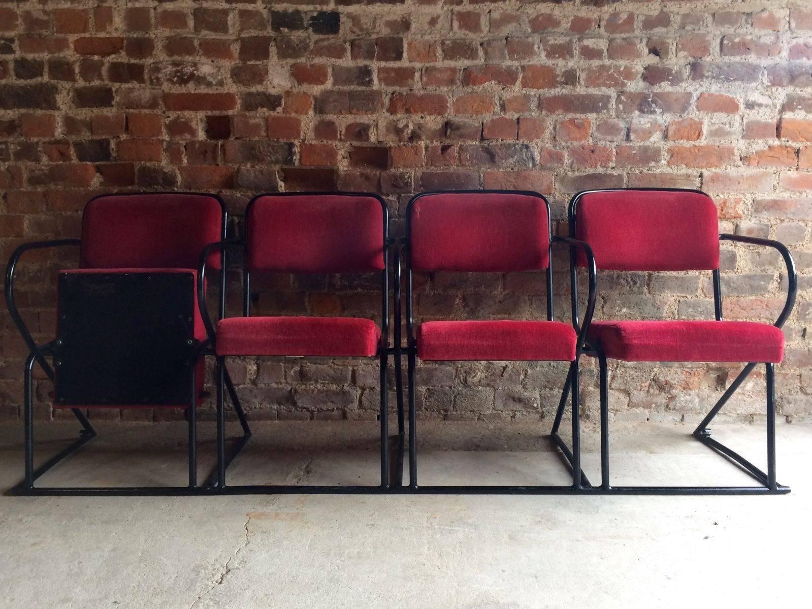 Stunning Cinema Seats Vintage Retro Mid-Century Industrial Style Bank of Four In Excellent Condition In Longdon, Tewkesbury
