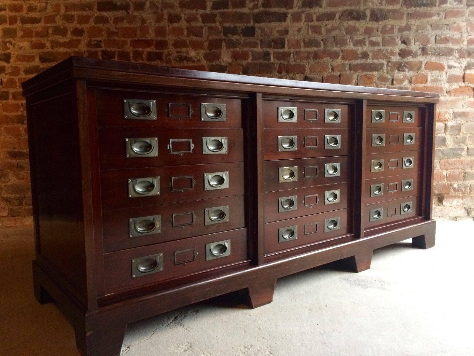 20th Century Antique Haberdashery Sideboard Chest Drawers Shop Counter Mahogany
