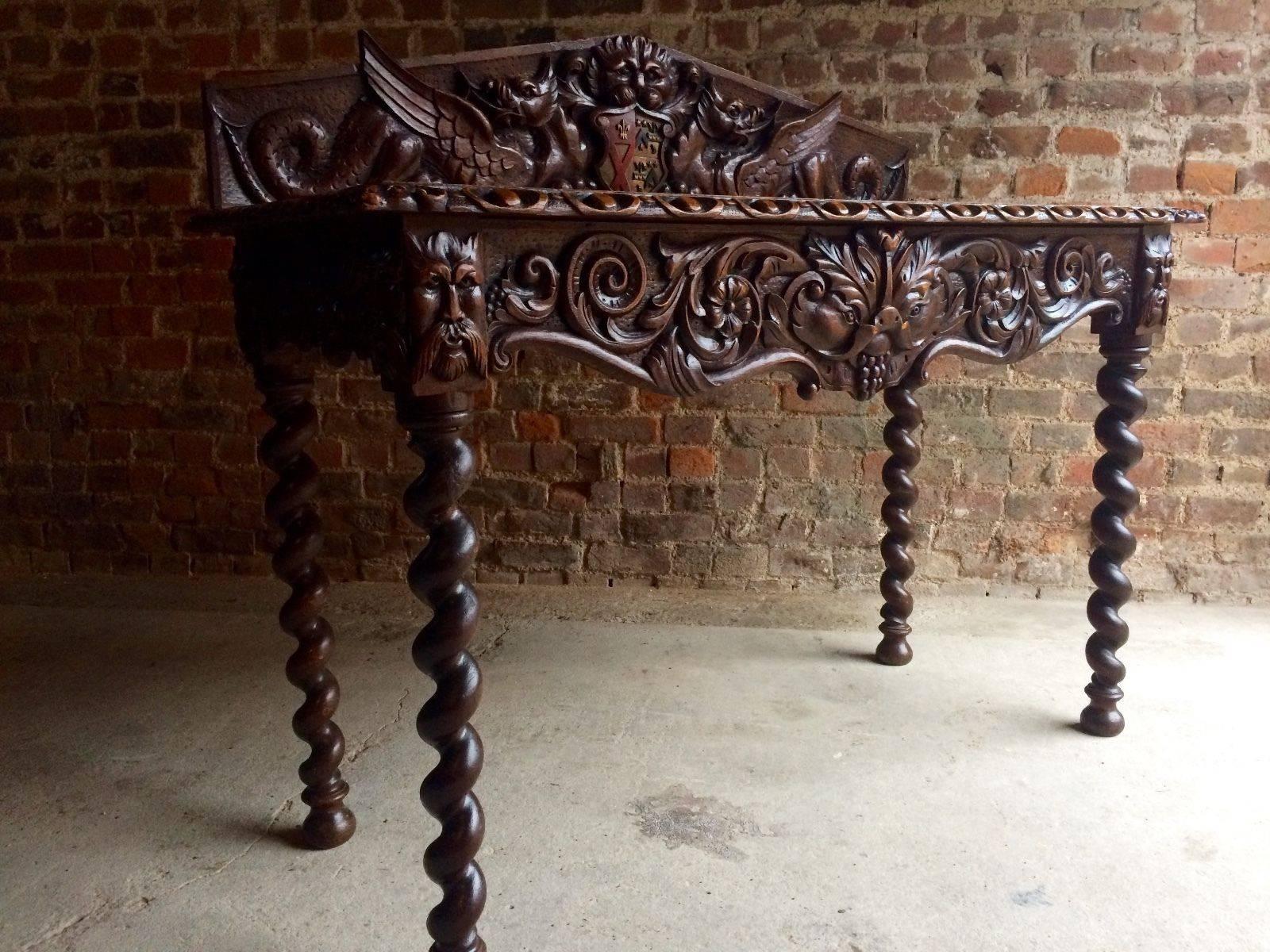Antique Side Table Gothic Heavily Carved 19th Century Hall, circa 1890 In Excellent Condition In Longdon, Tewkesbury