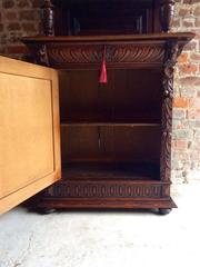 Antique French Cabinet Gothic Oak 19th Century Victorian Heavily Carved