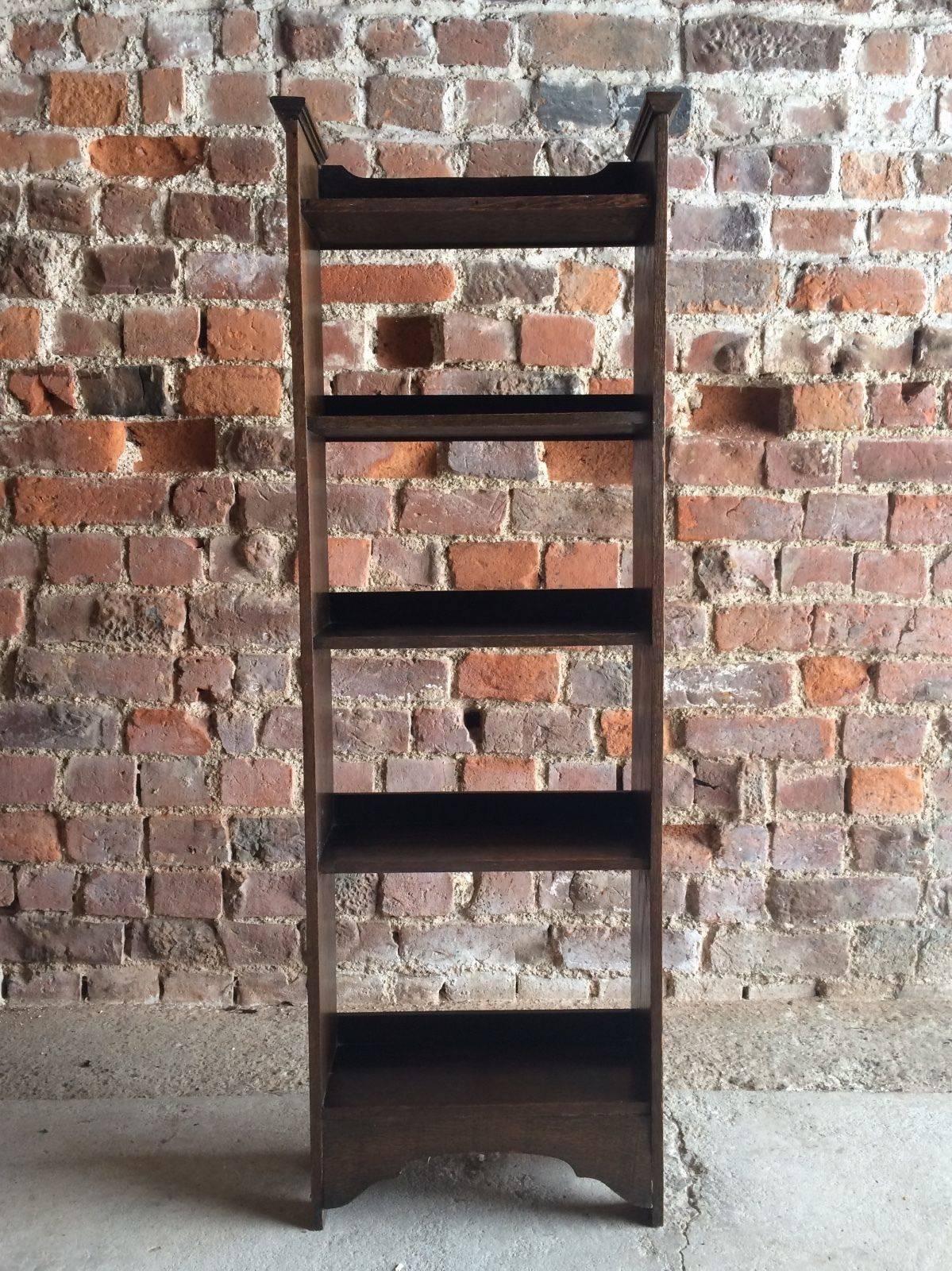 20th Century Narrow Edwardian Oak Bookcase Arts & Crafts