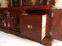 Antique Sideboard Buffet Gothic Oak 19th Century Victorian Heavily Carved