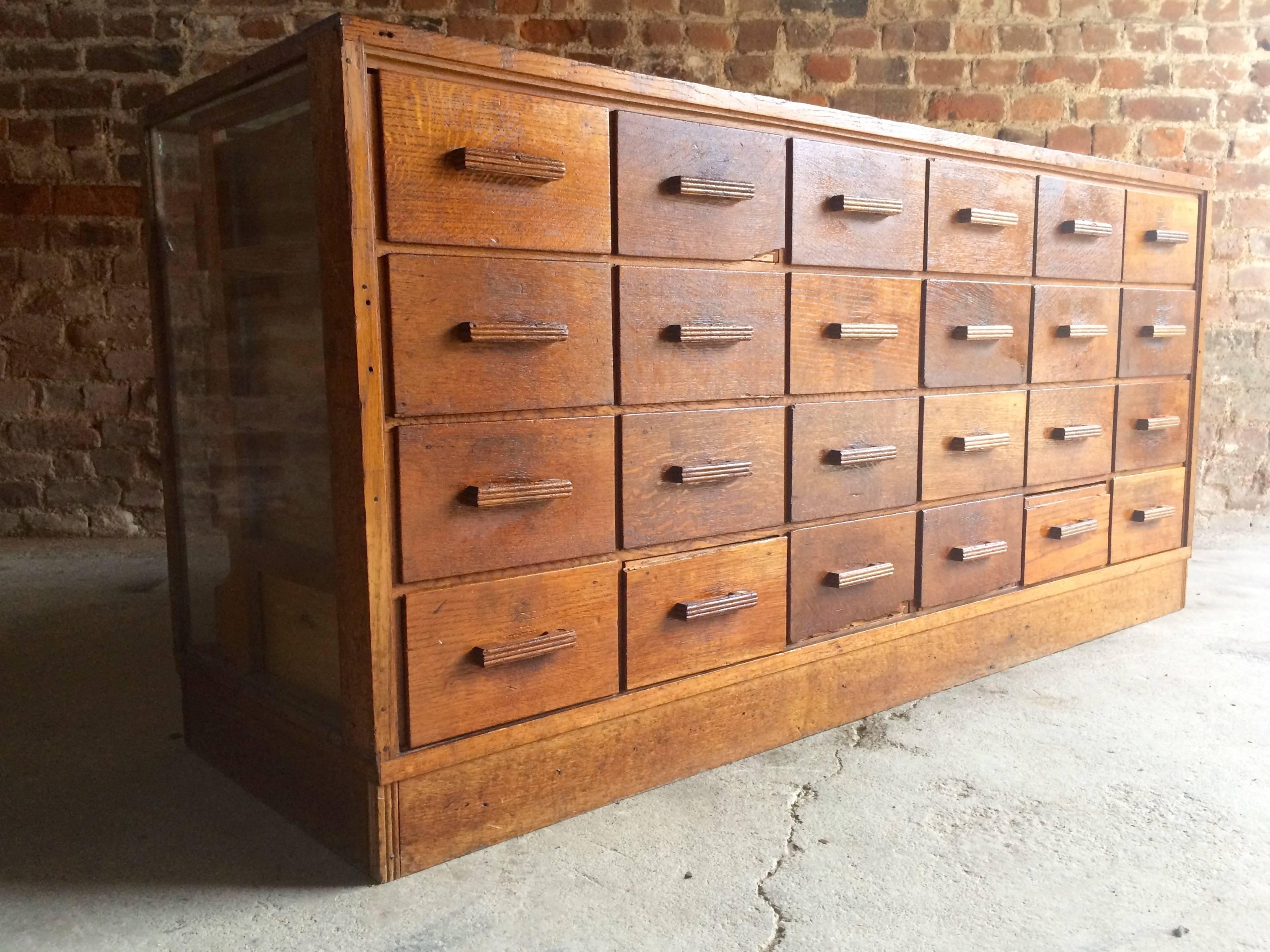 Mid-Century Modern Mid-Century Haberdashery Shop Counter Chest of Drawers Dresser Industrial Oak