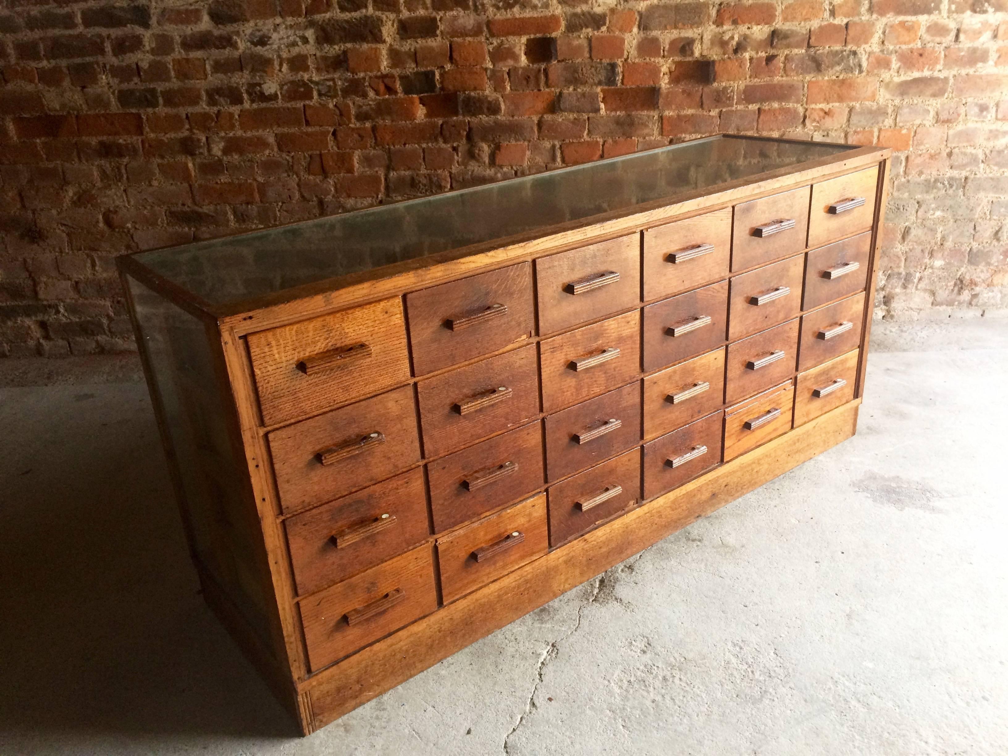 Mid-Century Haberdashery Shop Counter Chest of Drawers Dresser Industrial Oak 1