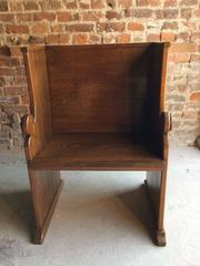 Church Pew Priests Bench Settle Solid Oak Antique Gothic Pugin Style