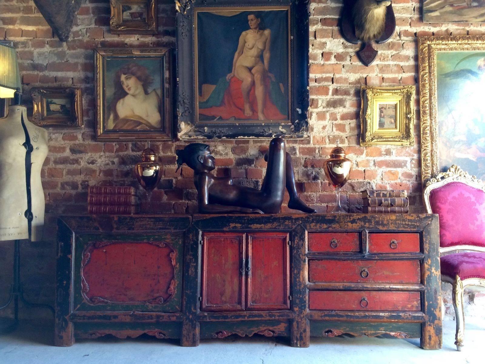 18th Century and Earlier Antique Chinese Sideboard Credenza Grain Store Kang, 18th Century