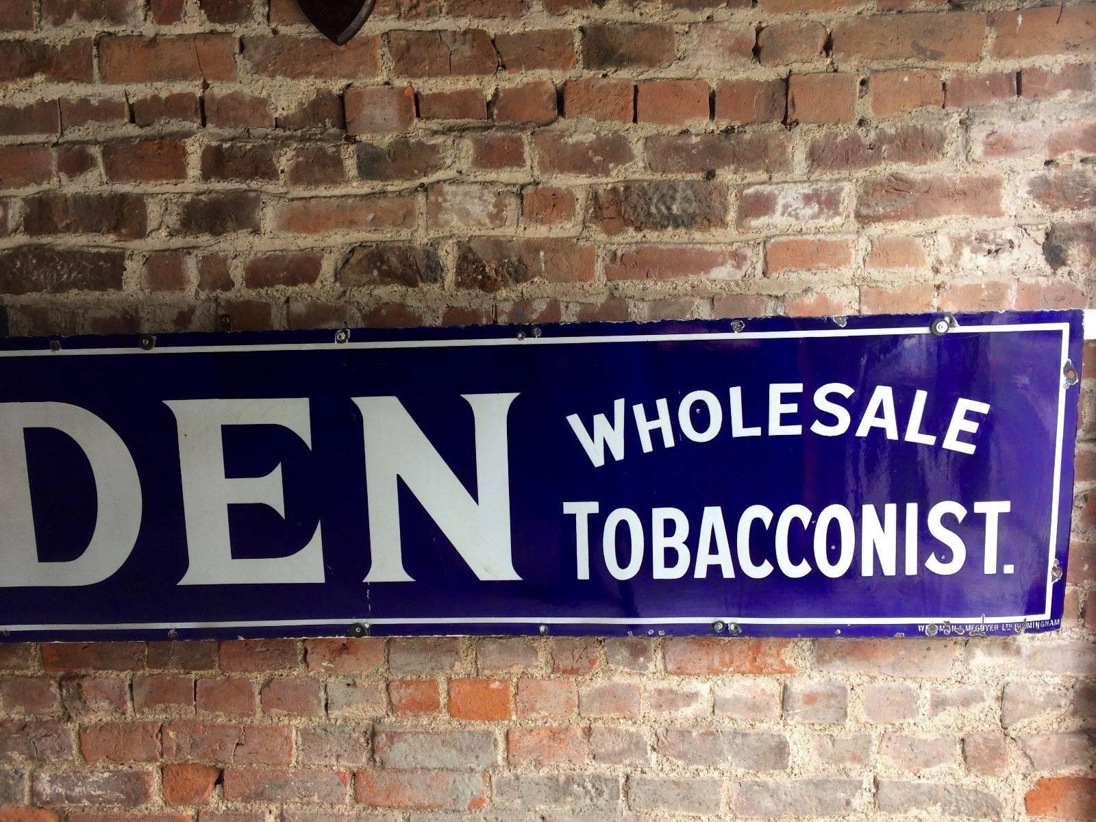 Massive Antique Shop Sign Haberdashery Enamel Tobacconist Signage Industrial 1