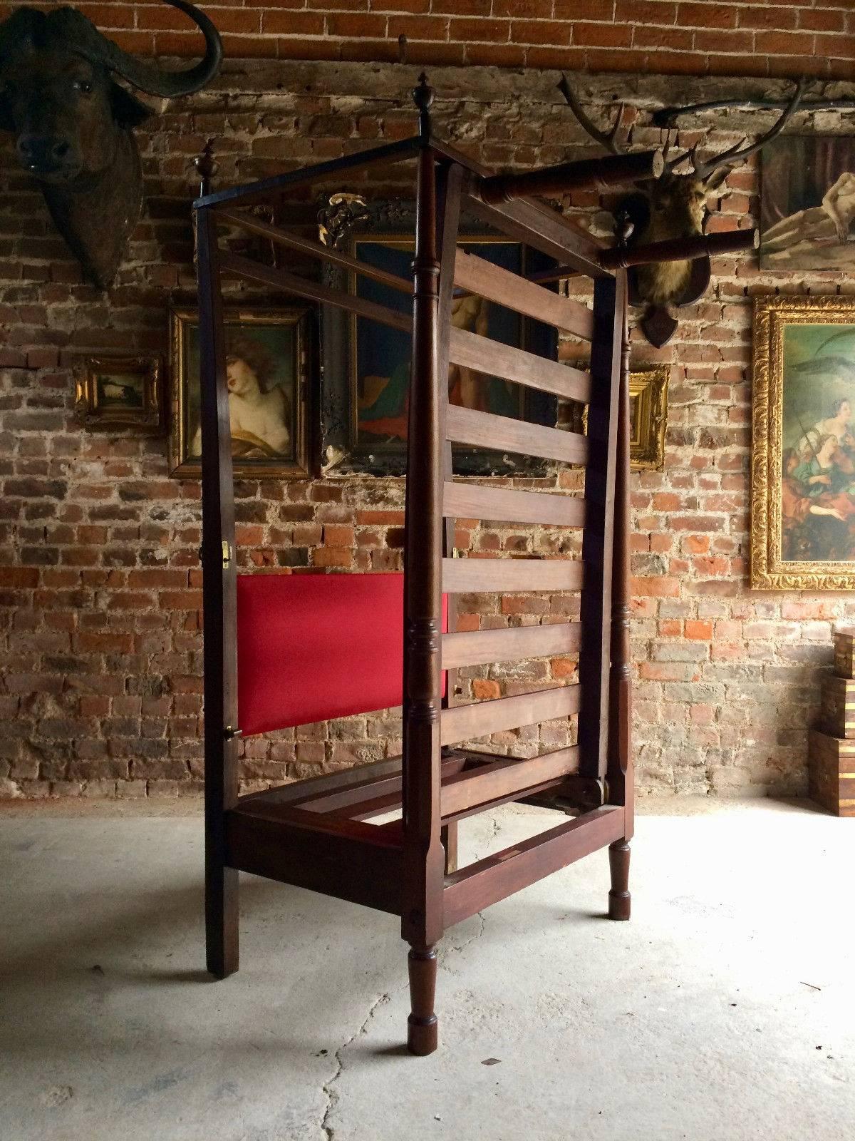 Antique Campaign Bed Four Poster Mahogany George III 19th Century Single In Good Condition In Longdon, Tewkesbury