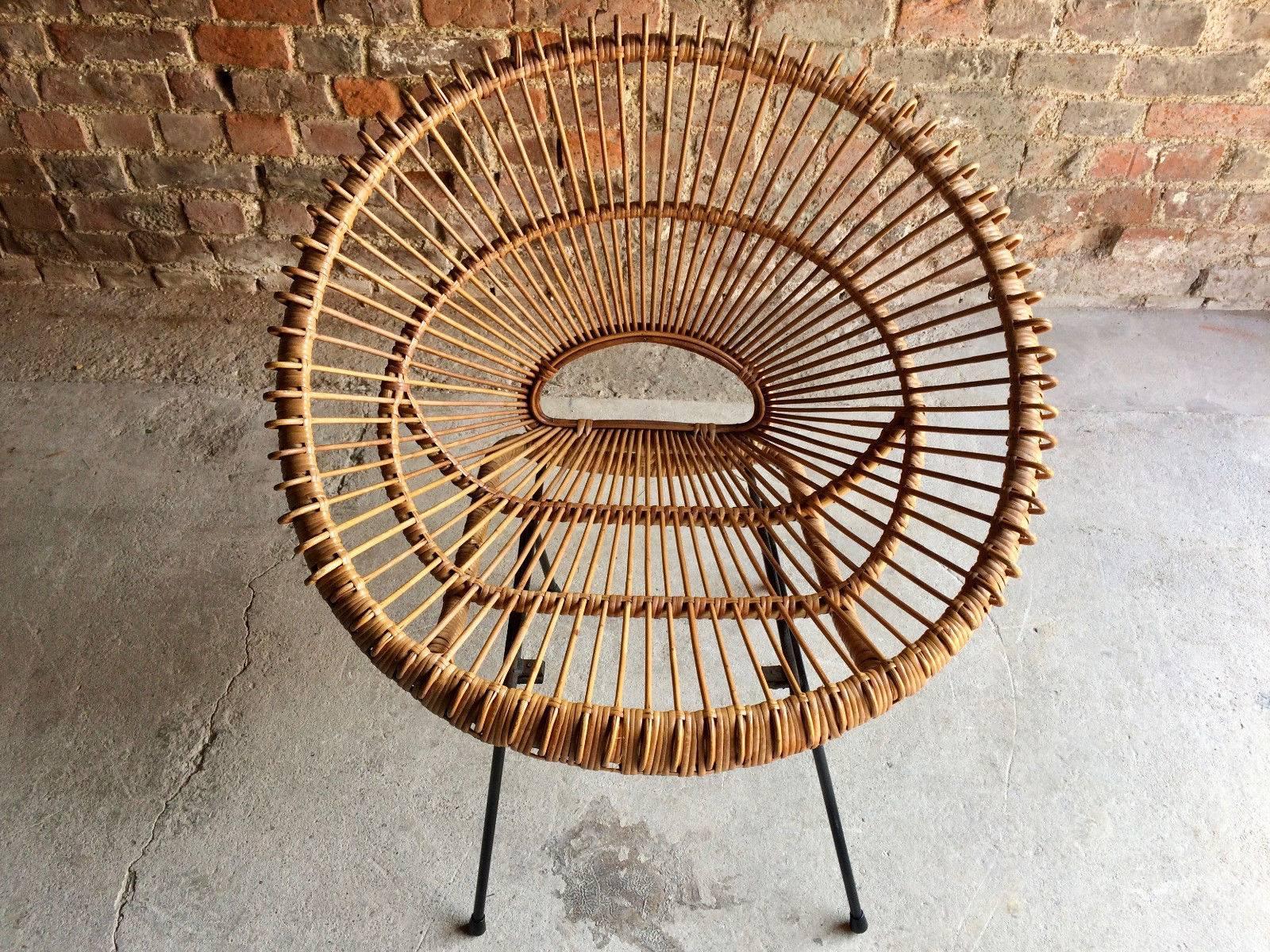 Rattan Chair Sunburst Franco Albini Janine Abraham Mid-Century, 1950s In Excellent Condition In Longdon, Tewkesbury