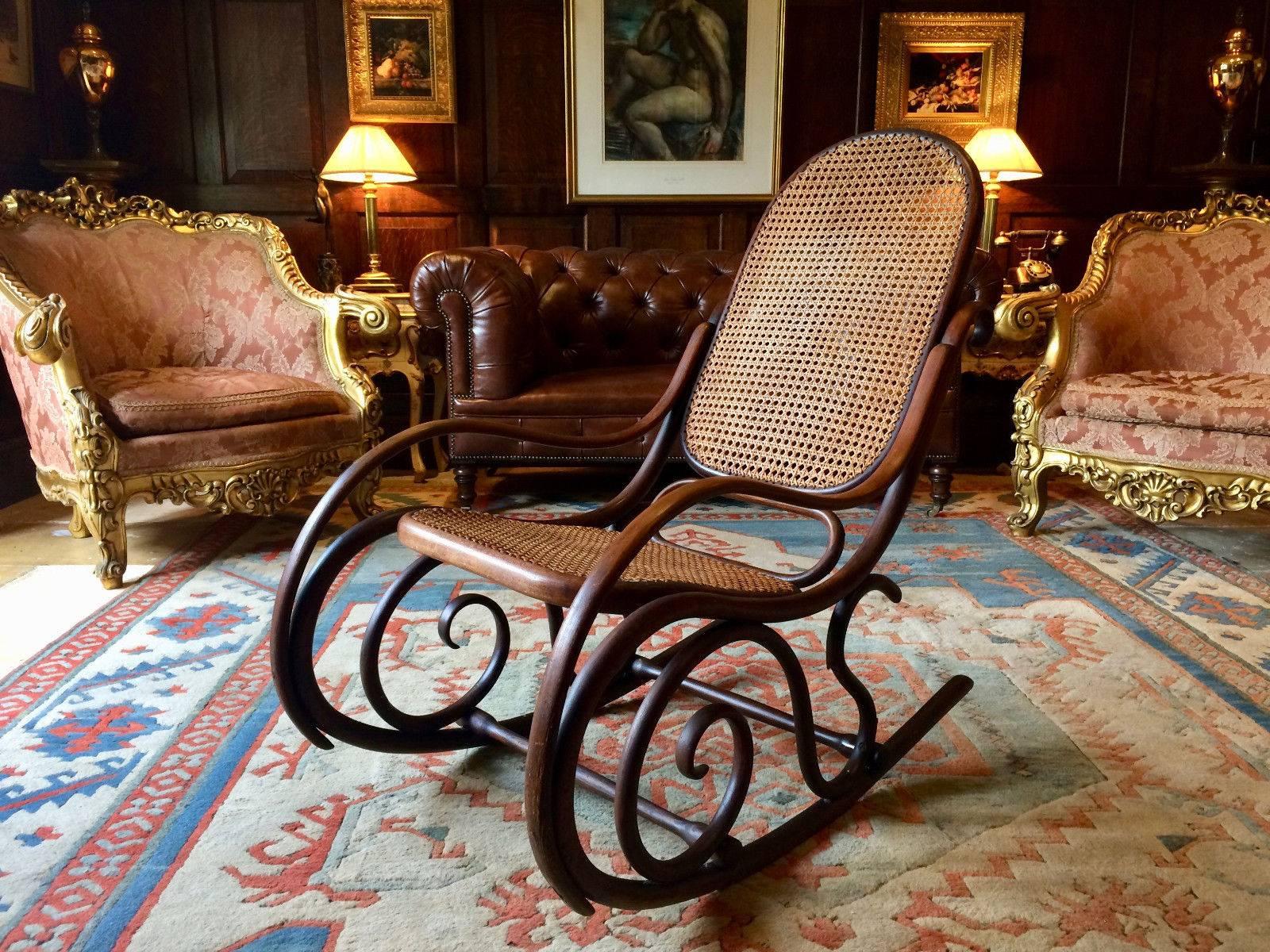 A breathtakingly beautiful original antique 19th century Victorian Thonet Vienna bentwood and cane rocking chair, simply stunning design with the most seductive lines, tis piece would sit well with Mid-Century, contemporary or antique furniture,