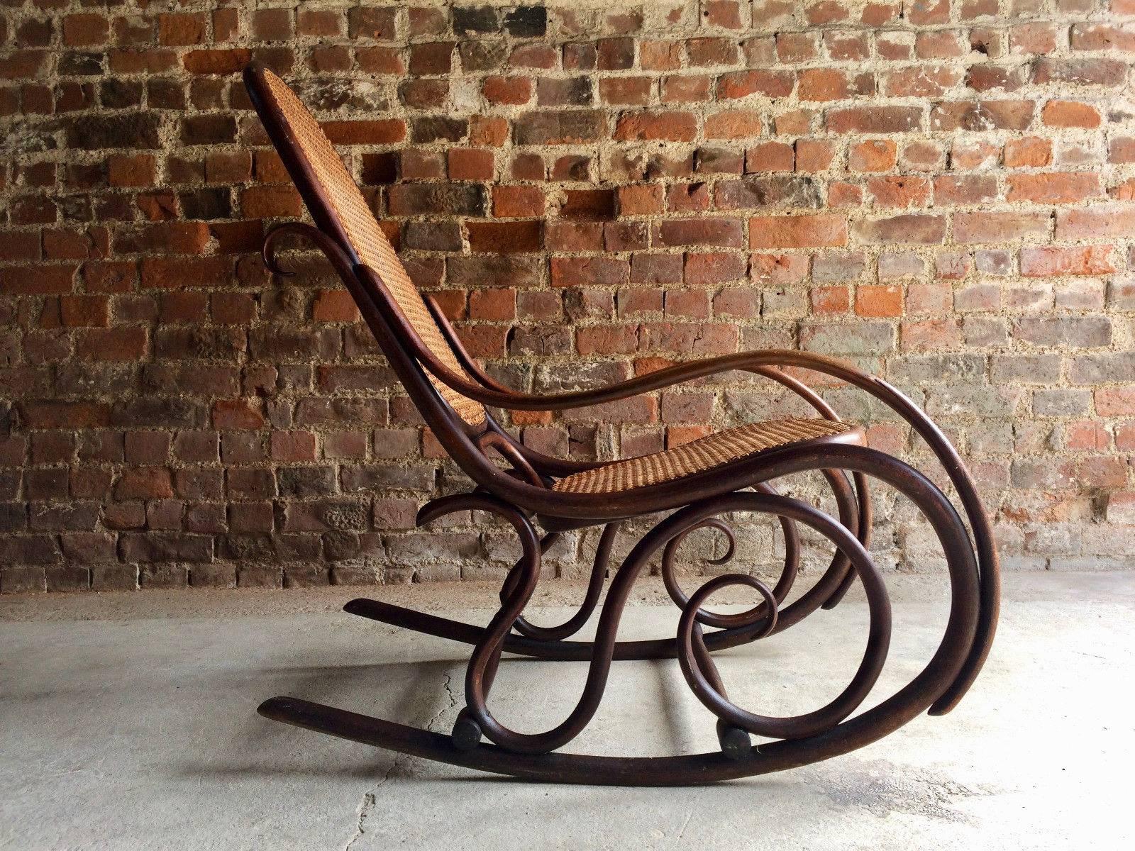 Antique Thonet Chair Bentwood Rocker Cane Victorian, 19th Century 2
