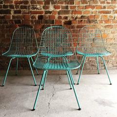 Mid-Century Charles & Ray Eames DKX Wire Chairs Vitra1950s Rare Teal Four Labels