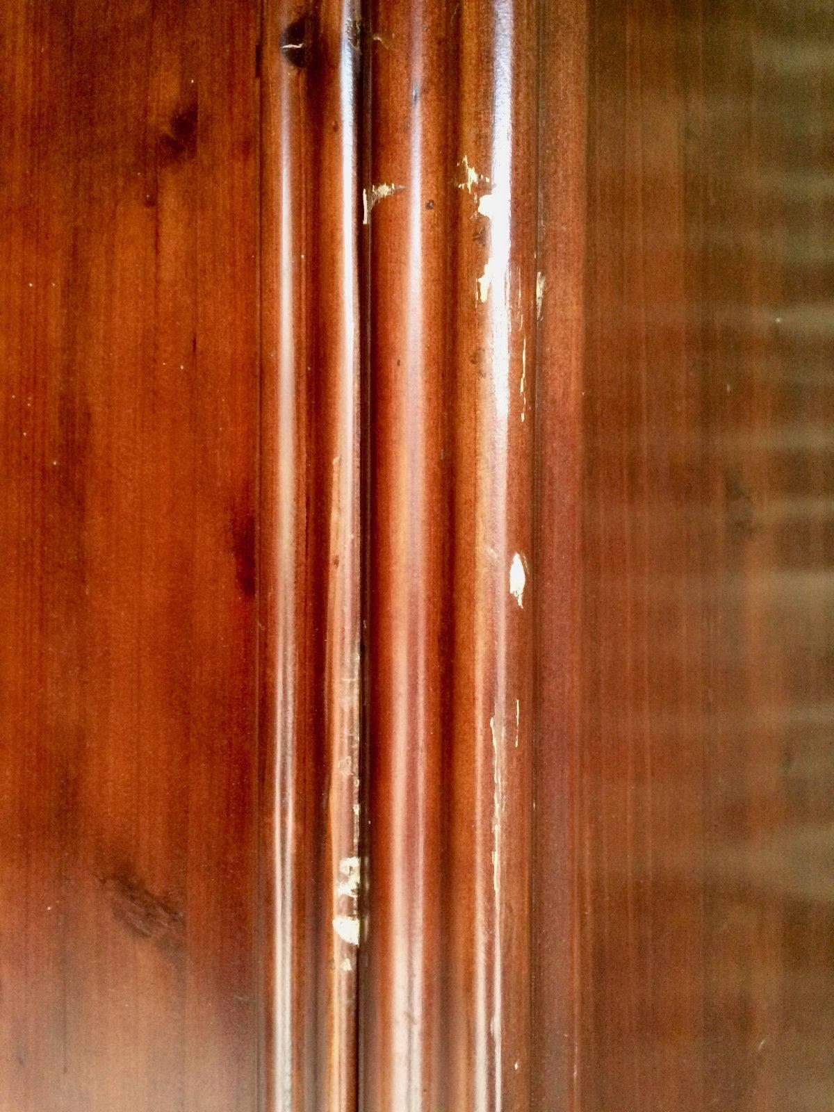 20th Century Antique Style Chinese Wardrobe Cupboard Cabinet Stained Pine Tall
