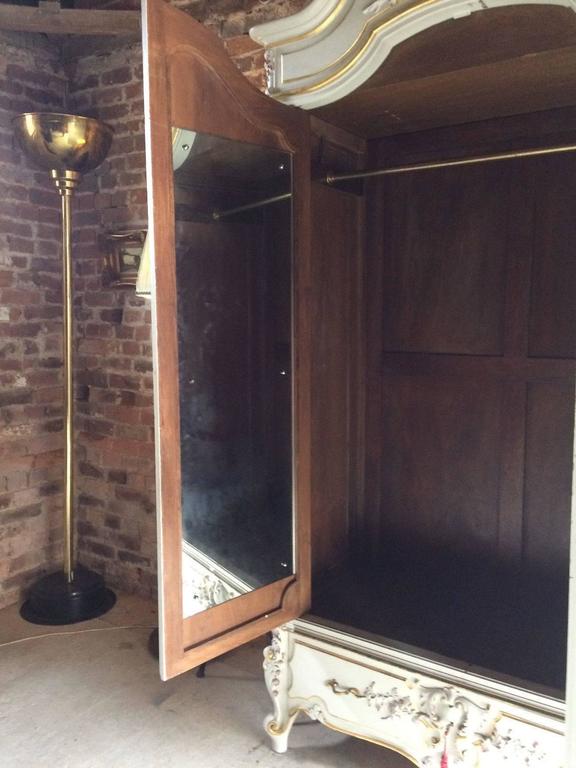 Antique Style French Armoire Wardrobe Painted Gilded Mirrored Large at