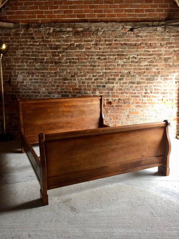 Antique Super KingSize Sleigh Bed French Solid Oak Very Large at