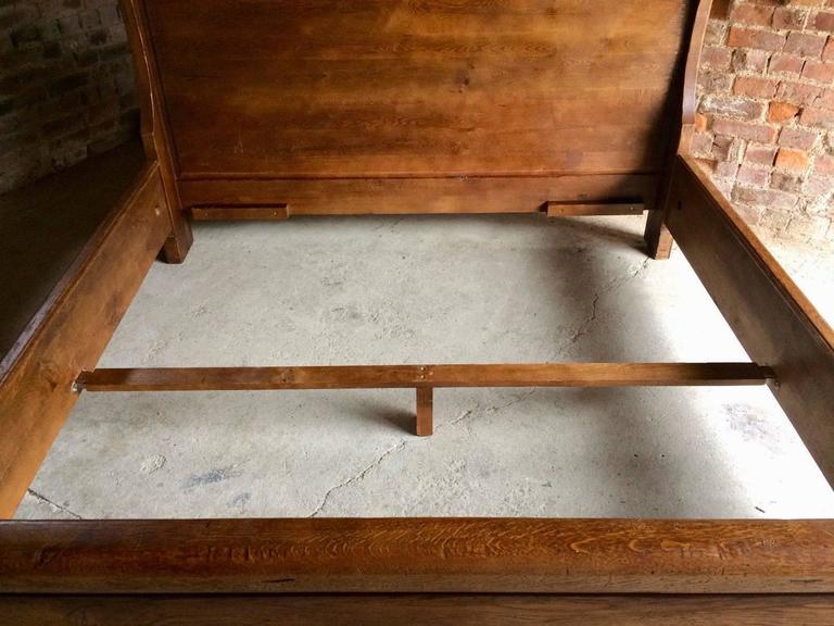 Antique Super KingSize Sleigh Bed French Solid Oak Very Large at