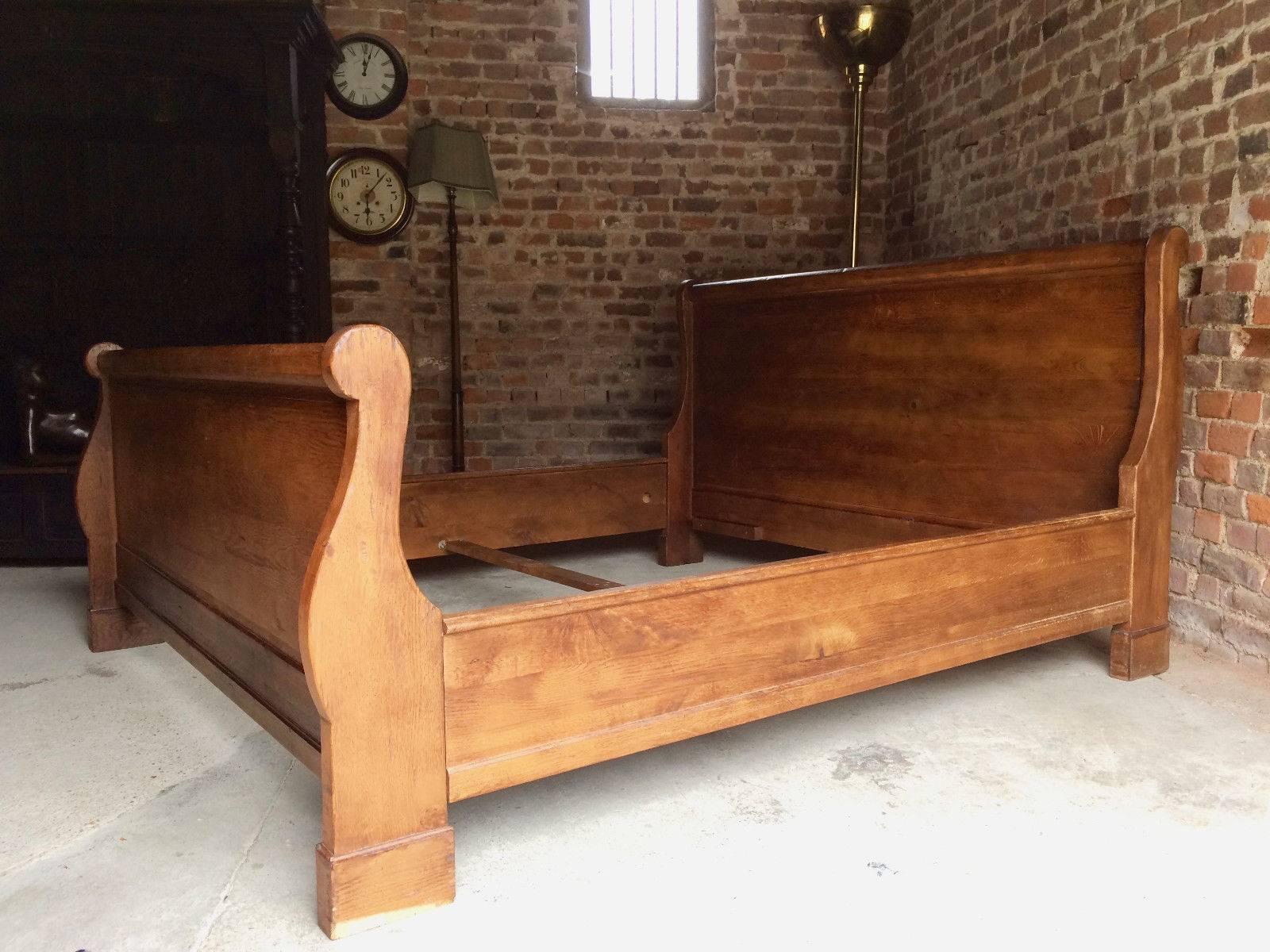 Antique Super King-Size Sleigh Bed French Solid Oak Very Large In Excellent Condition In Longdon, Tewkesbury
