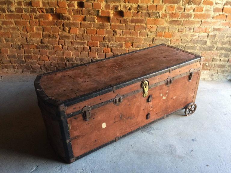 Antique BAL Steamer Trunk Travel Chest Victorian, 19th Century Rare at