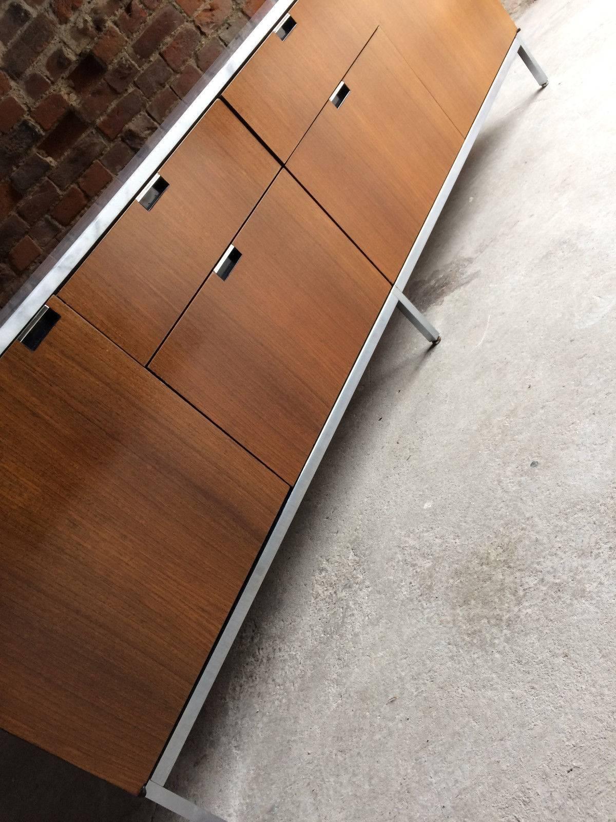 Marble-Topped Light Walnut Credenza or Sideboard by Florence Knoll, Mid-Century 3