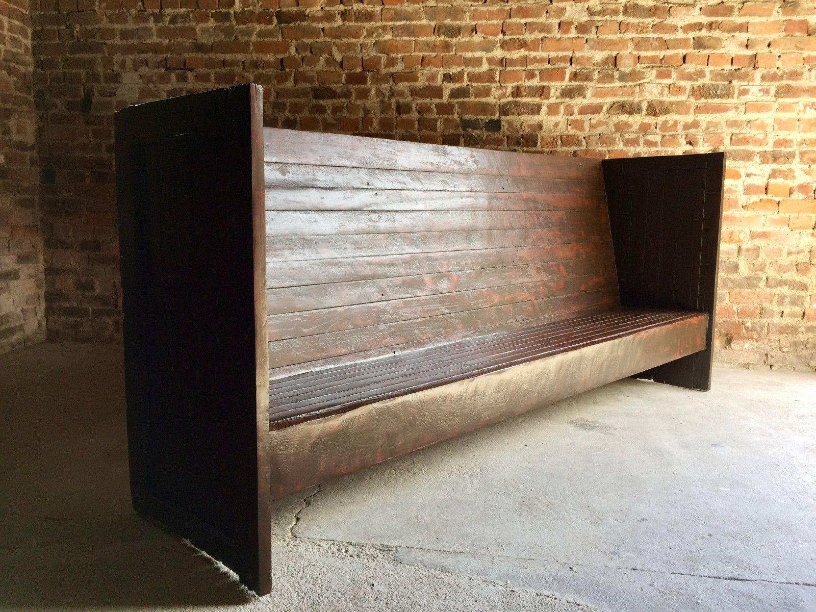 Antique Bench Settle Box Seat Oak Victorian, 19th Century Very Large 1