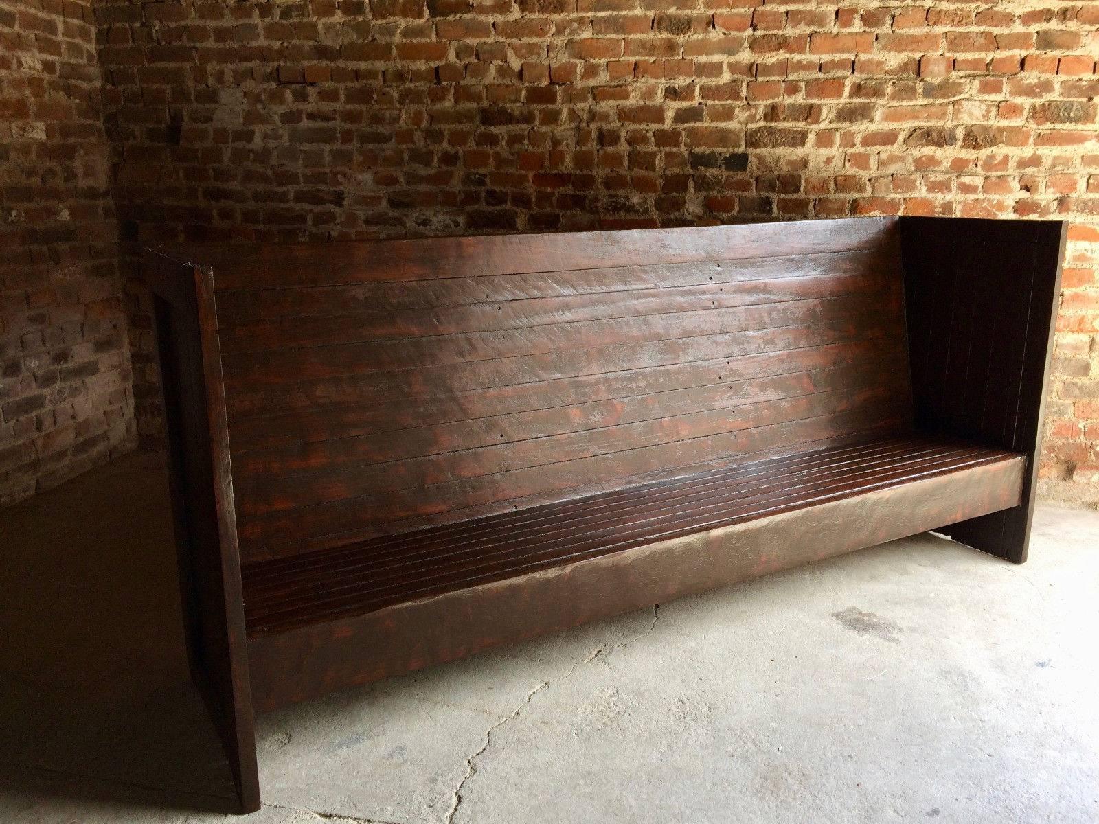 Antique Bench Settle Box Seat Oak Victorian, 19th Century Very Large In Good Condition In Longdon, Tewkesbury