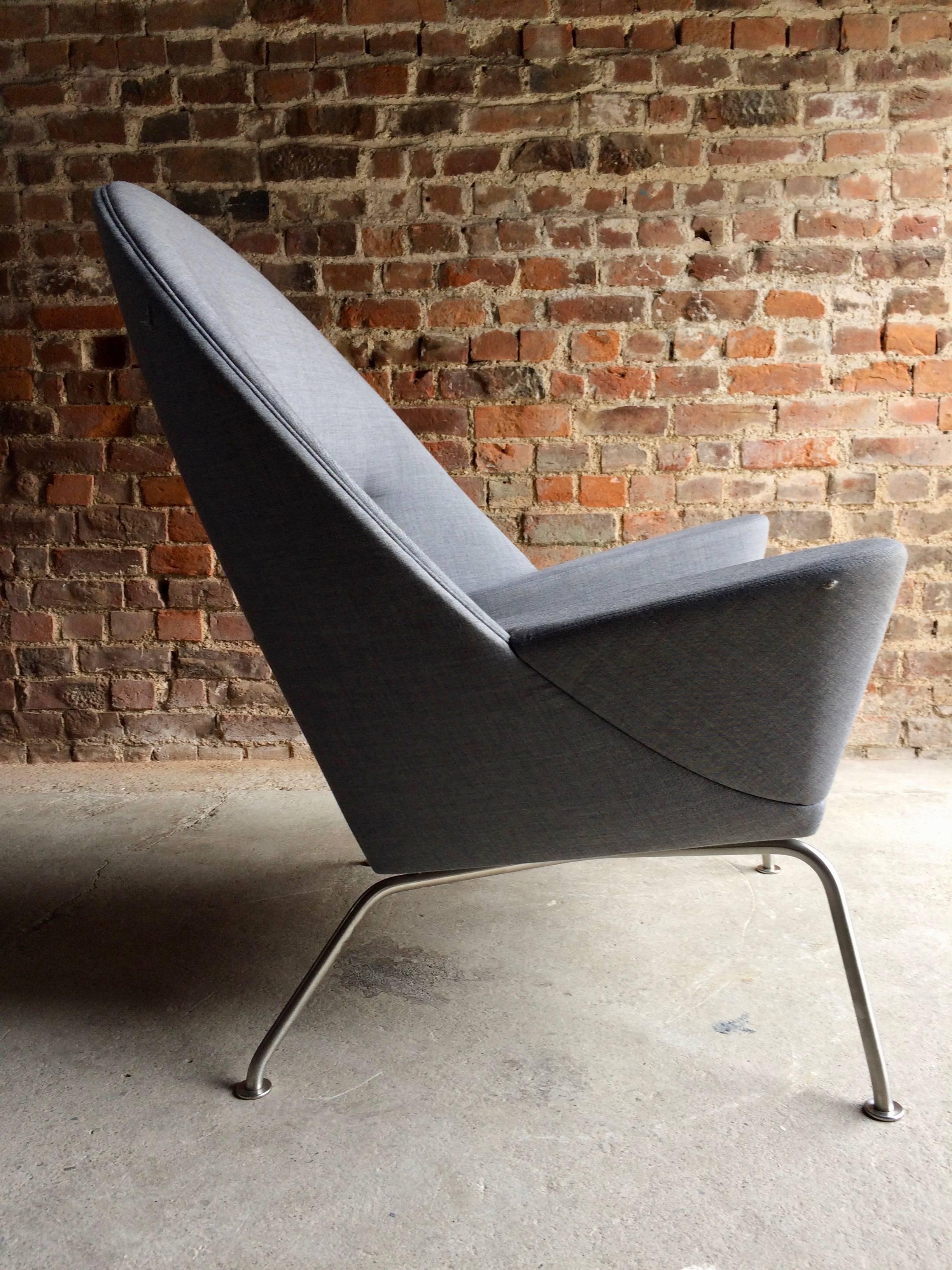 Steel Hans Wegner Lounge Chair Model 468 Oculus Manufactured by Carl Hansen Grey No.1