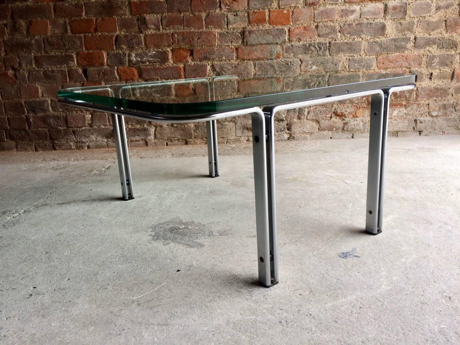 Horst Bruning Square Steel and Glass Coffee Table 1960s German Number 1 In Good Condition In Longdon, Tewkesbury