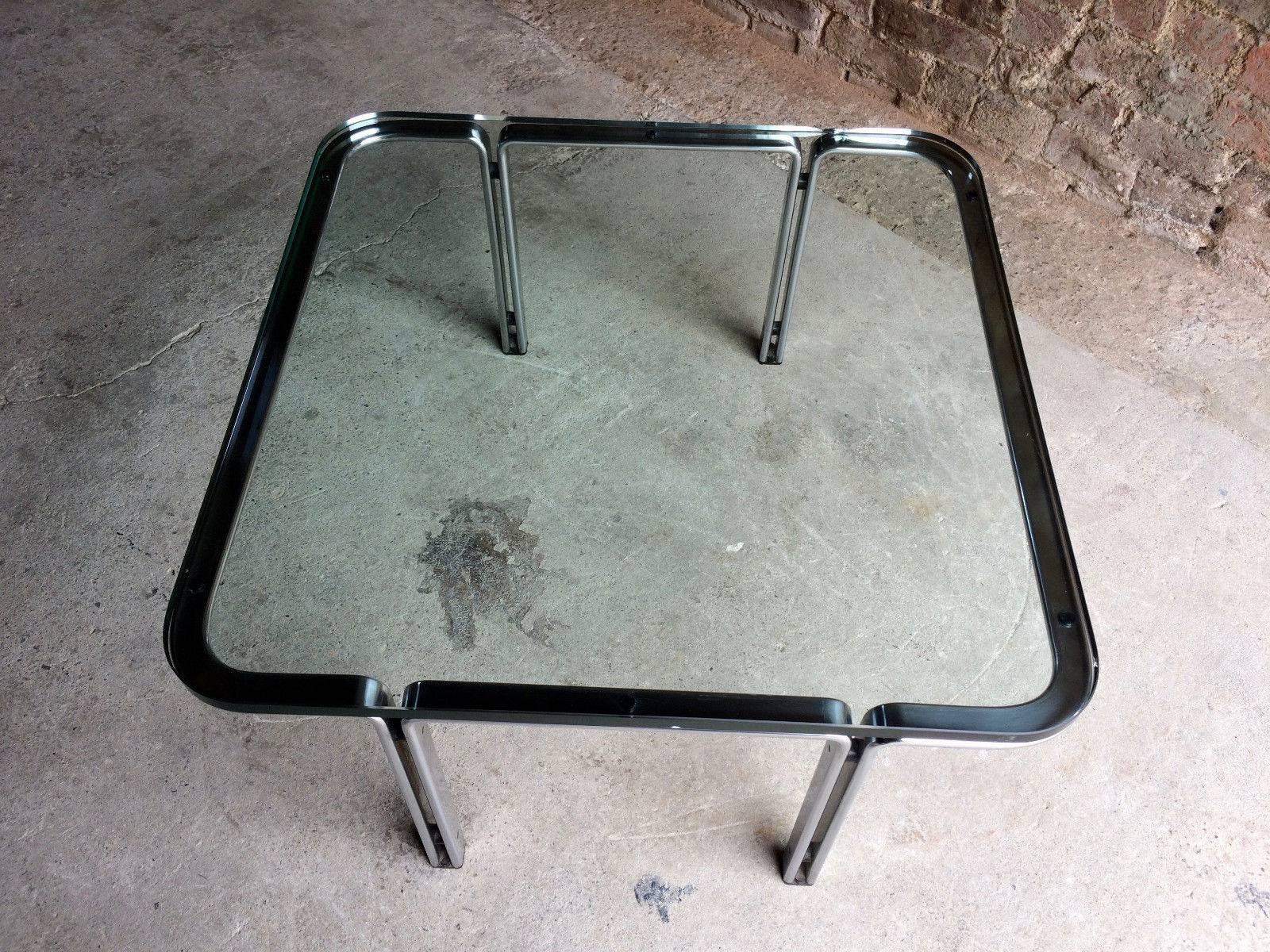 Horst Bruning Square Steel and Glass Coffee Table 1960s German Number 1 3