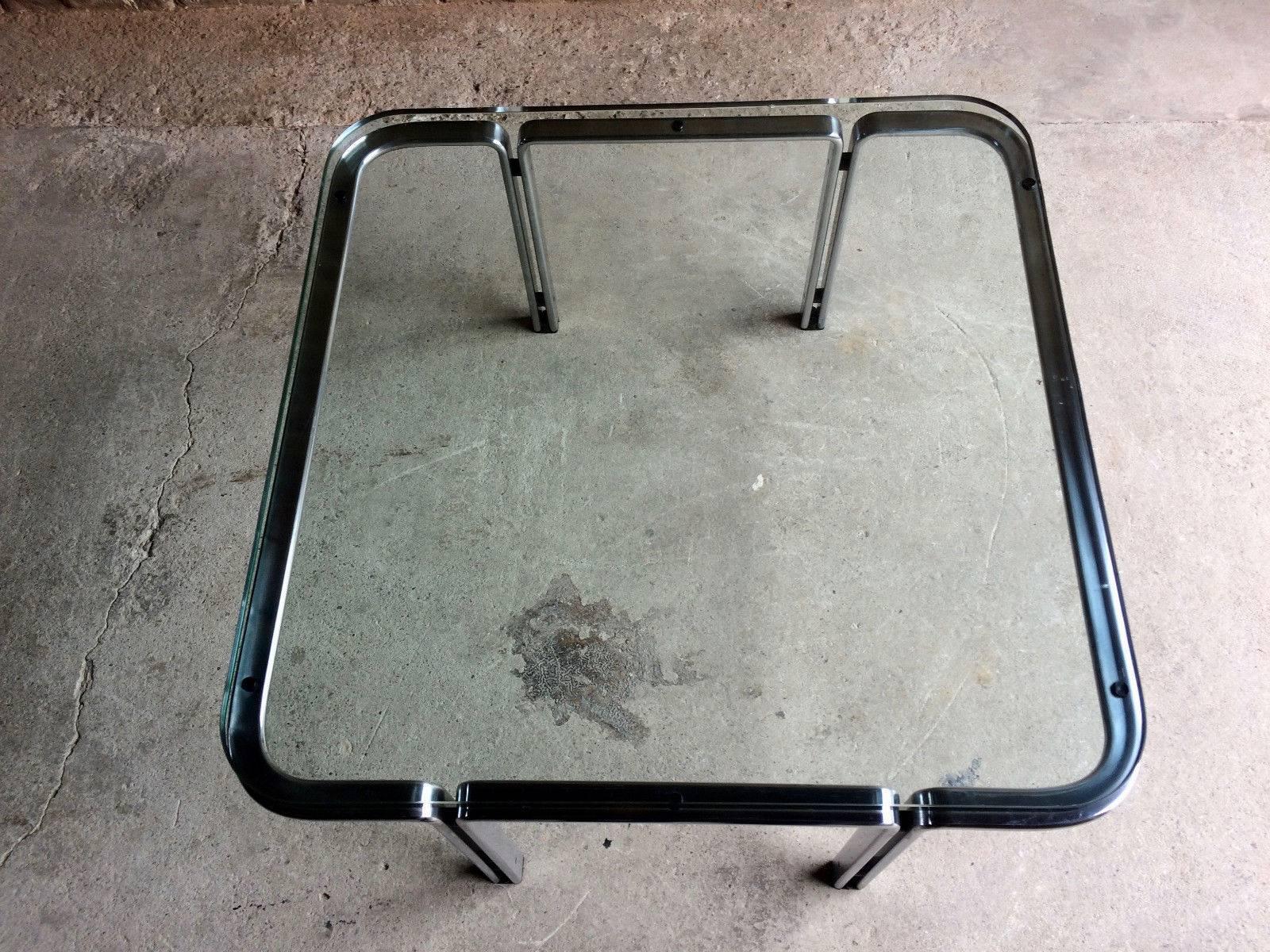 Horst Burning Square Steel and Glass Coffee Table by Kill International, 1960s 5